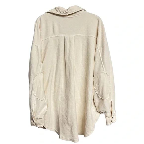 Free People Ruby Button‎ Front Shacket Jacket Champagne Dreams Ivory Oversized - Picture 5 of 7